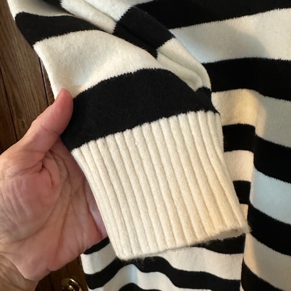 NEW Black White Striped Sweater Dress Nine West Sz Large - Picture 4 of 6